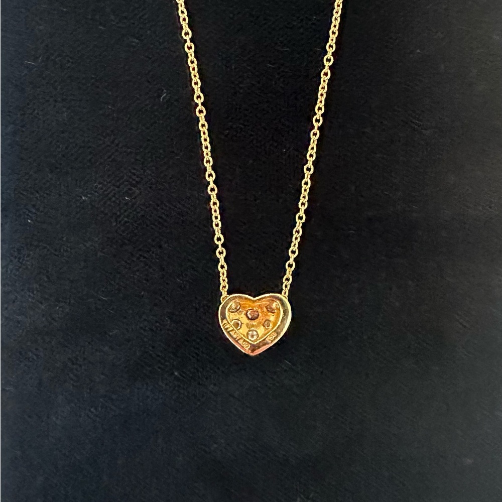 TIFFANY & CO. - 18K Gold Diamond Heart Pendent Necklace - Picture 9 of 10